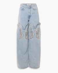 Y/PROJECT Evergreen wandelbare Jeans mit weitem Bein aus Bio-Denim mit Stickereien Blau