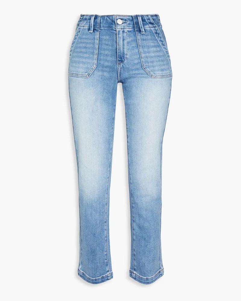 Paige Halbhohe Jeans mit geradem Bein Blau