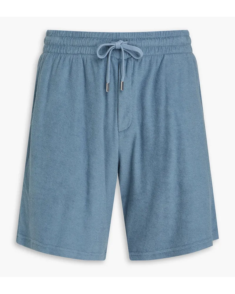 Frescobol Carioca Augusto Shorts aus Frottee aus einer Baumwoll-Lyocell-Leinenmischung mit Tunnelzug Blau