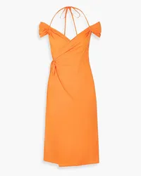 ioannes Romeo Midi-Wickelkleid aus Baumwolle mit Cut-outs Orange