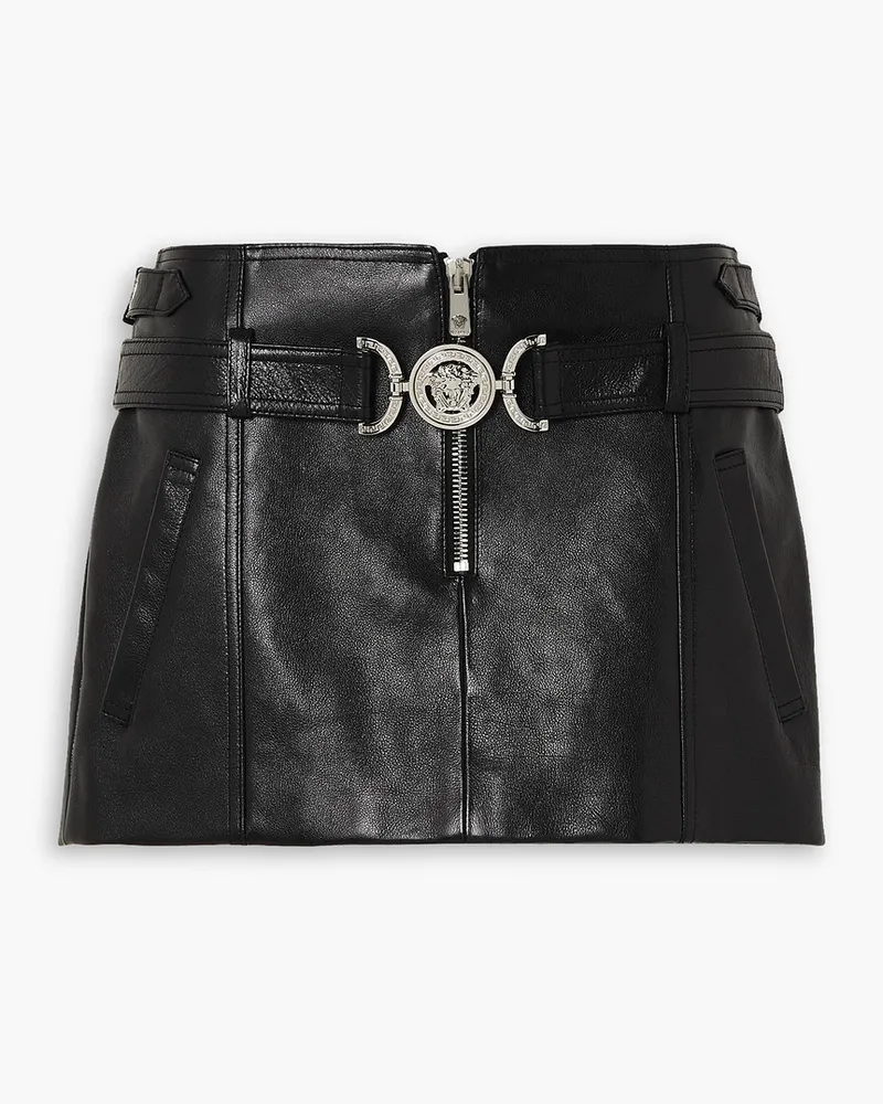 Versace Minirock aus Leder mit Gürtel Schwarz