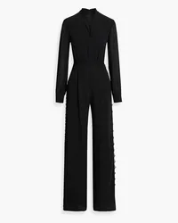 Mikael Aghal Drapierter Jumpsuit aus Crêpe mit Spitzenbesatz Schwarz