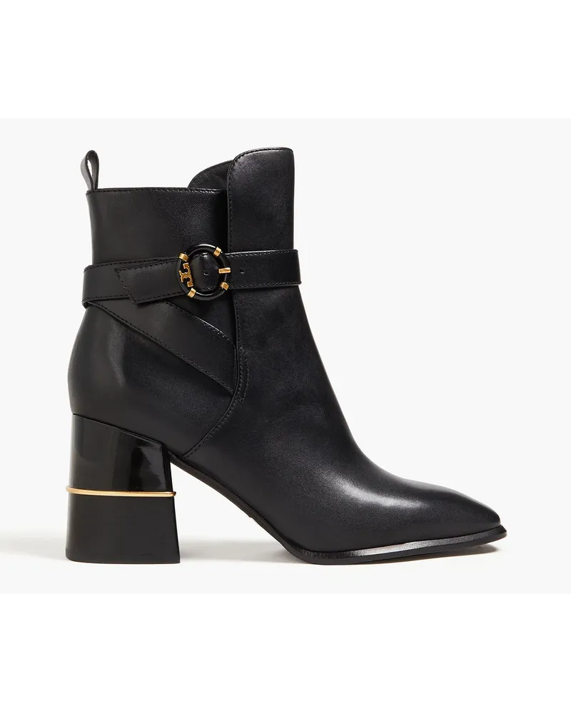 Tory Burch Ankle Boots aus Leder mit Schnalle Schwarz