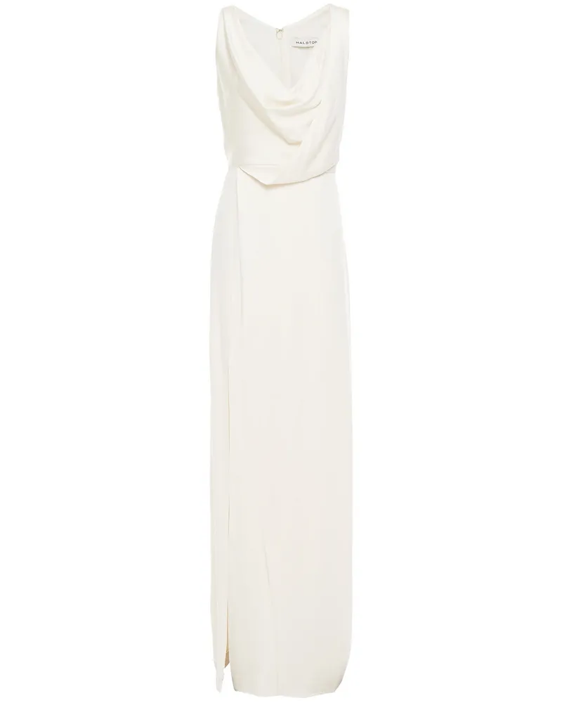 Halston Drapierte Robe aus glänzendem Crêpe Weiß