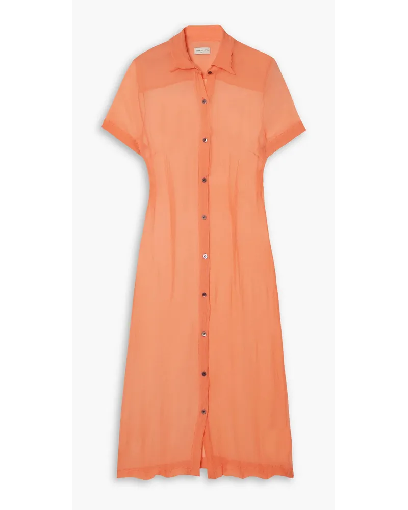 Dries van Noten Hemdkleid aus Seidenkrepon inMidilänge Orange