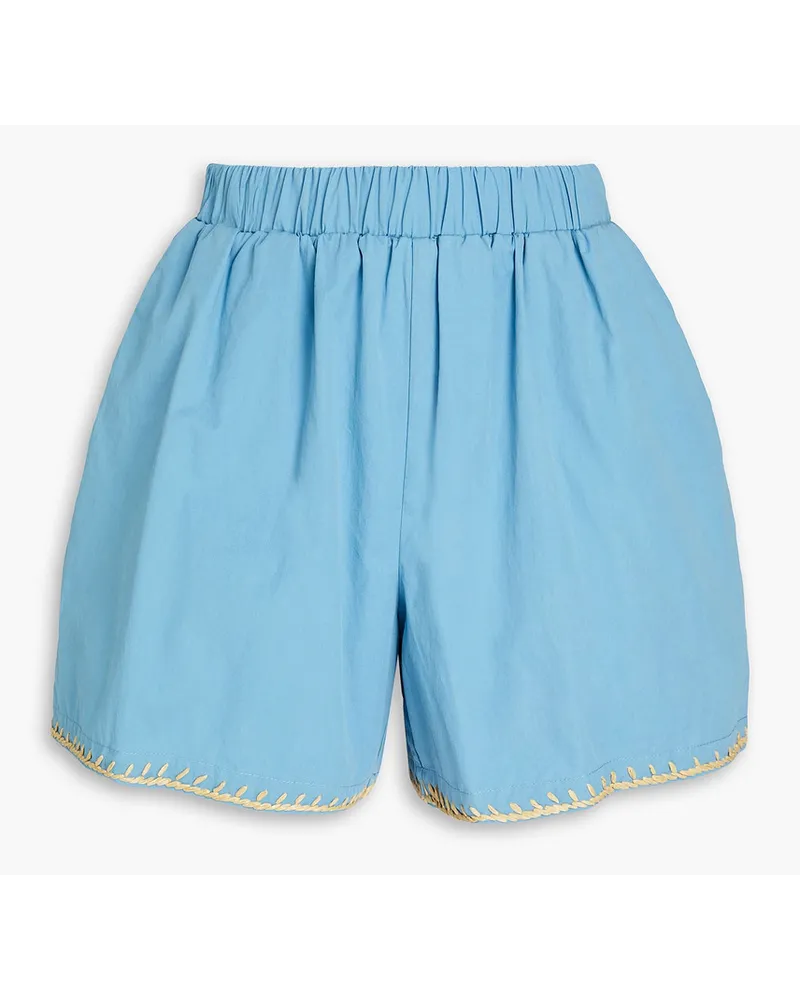 RED Valentino REDValentinoShorts aus Baumwolle mit Details im Überwendlichstich Blau