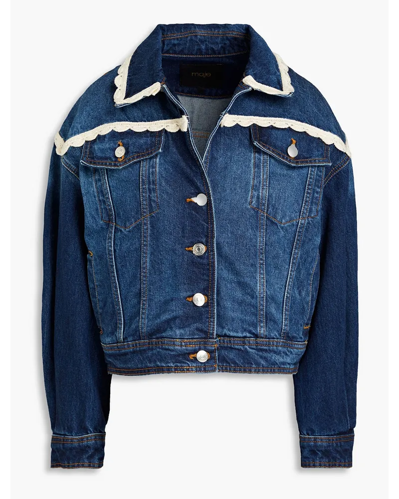 Maje Jeansjacke mit Häkelbesatz Blau