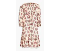 Gerafftes Hemdkleid aus Jacquard inMinilänge mit floralem Print