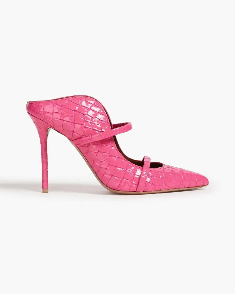 Malone Souliers Maureen Mules aus Leder mit Krokodileffekt Pink