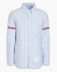 Thom Browne Gestreiftes Hemd aus Baumwoll-Oxford Blau