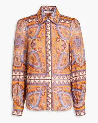 Zimmermann Hemd aus Baumwollgaze mit Paisley-Print Orange