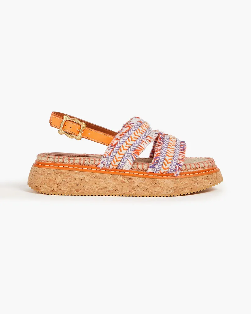 Zimmermann Espadrille-Sandalen mit Flechtdetails und Fransen Orange