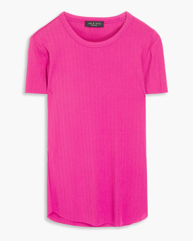 Rag & Bone Zoe T-Shirt aus geripptem Jersey Pink