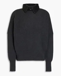 Brunello Cucinelli Rollkragenpullover aus geripptem Kaschmir Grau