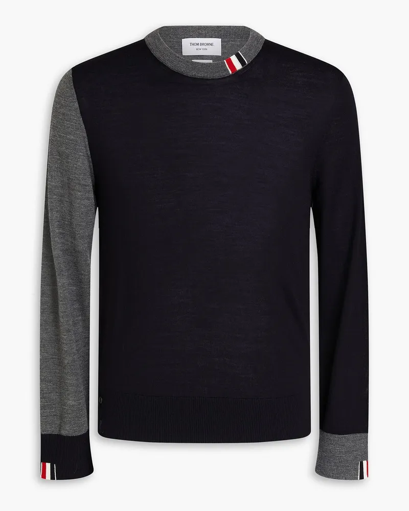 Thom Browne Zweifarbiger Pullover aus einer Wollmischung Blau