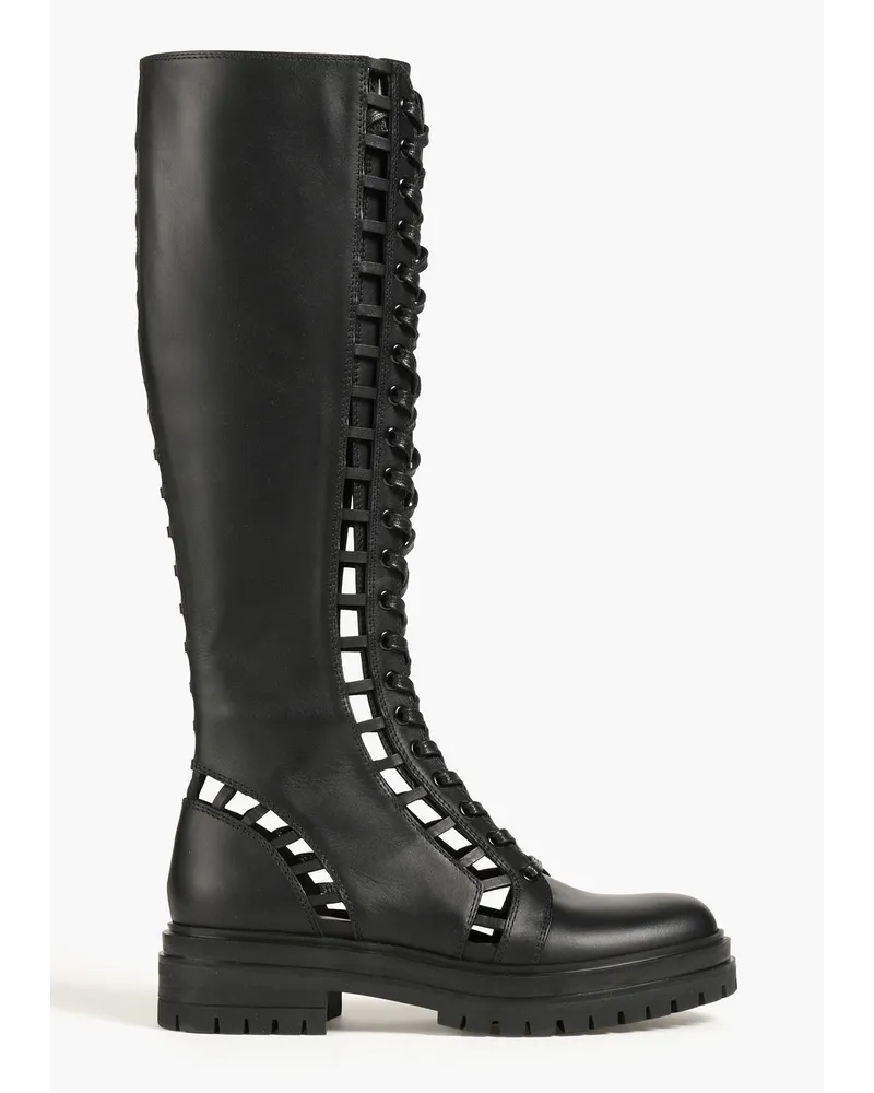 Gianvito Rossi Halsey Combat Boots aus Leder mit Cut-outs Schwarz