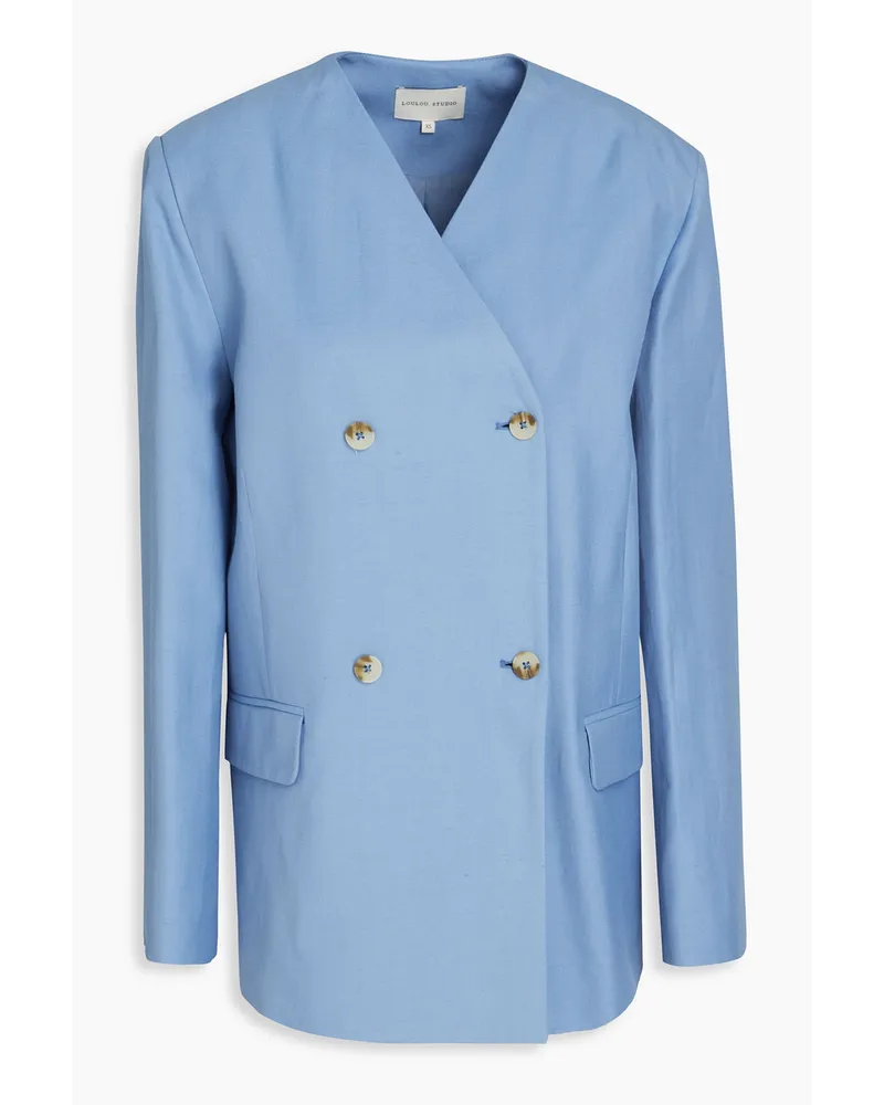 Loulou Studio Doppelreihiger Blazer aus Twill Blau