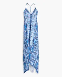 Sandro Maxikleid aus Twill mit Paisley-Print Blau