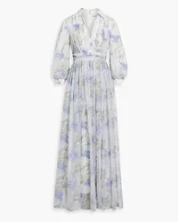 Badgley Mischka Verziertes Maxikleid aus Tüll mit floralem Print Lila