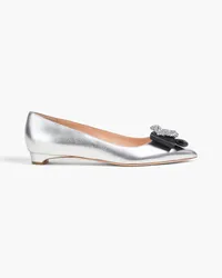 Rupert Sanderson Bedfa flache Schuhe mit spitzer Kappe aus -Leder mit Kristallverzierung Metallic