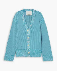 3.1 phillip lim Oversized-Cardigan aus einer gestreiften Baumwollmischung Blau