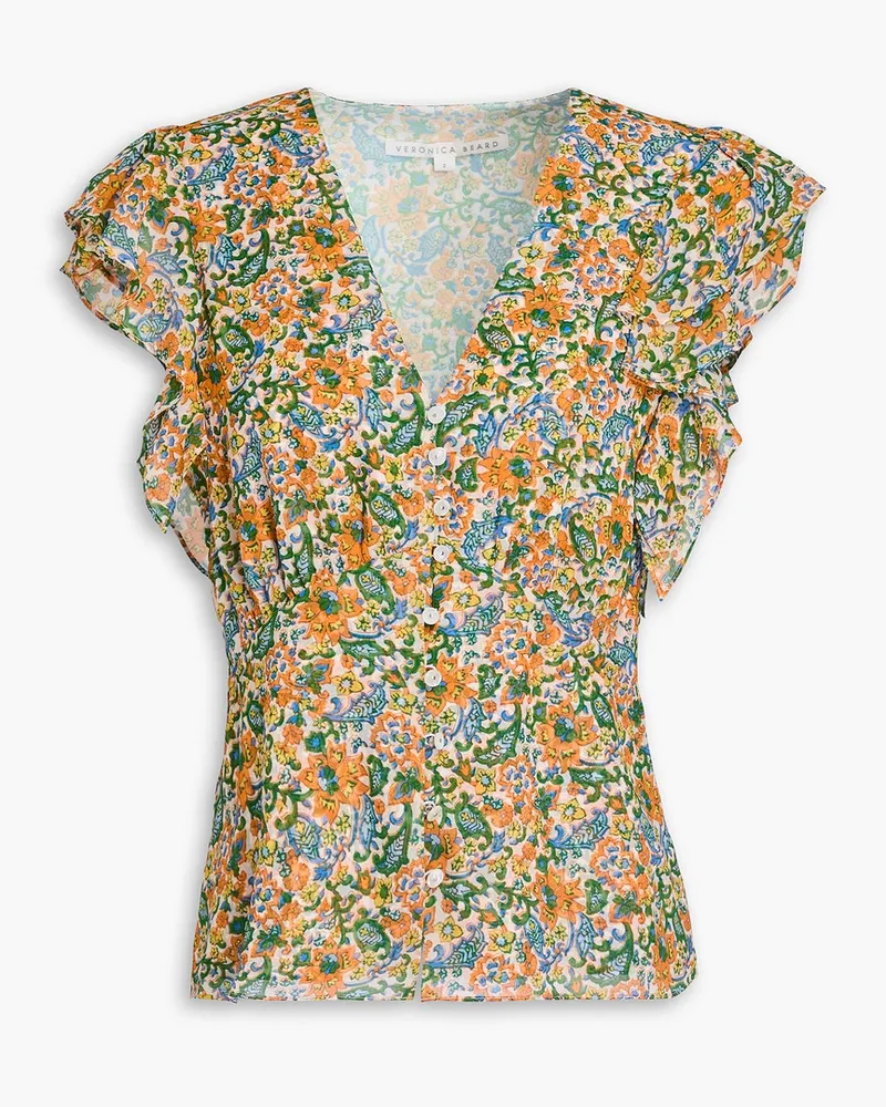 Veronica Beard Polly ruffled floral-print silk-crepe top Bunt