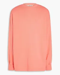 Acne Studios Sweatshirt aus Baumwollfrottee mit Stickereien Pink