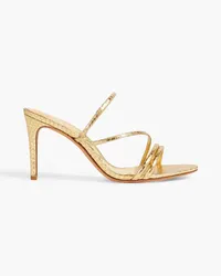 Alexandre Birman Eve 85 Mules aus Leder mit Schlangeneffekt in-Optik Metallic