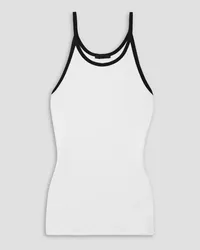 ATM Zweifarbiges Tanktop aus geripptem Stretch-Modal-Jersey Weiß