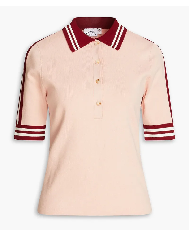 The Upside Fleur Saasha Poloshirt aus einer Baumwollmischung mit Streifen Pink