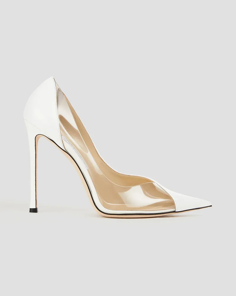 Jimmy Choo Cass Pumps aus Lackleder und PVC Weiß