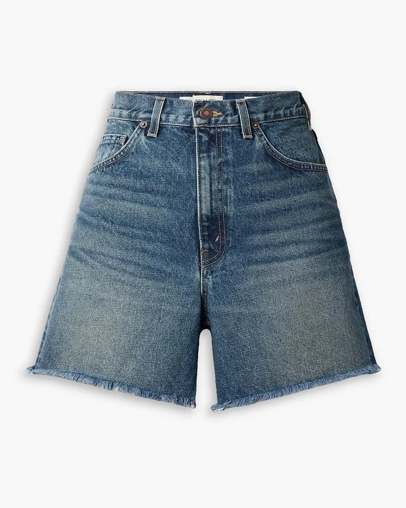 Nili Lotan Yoann Jeansshorts mit Fransen Blau