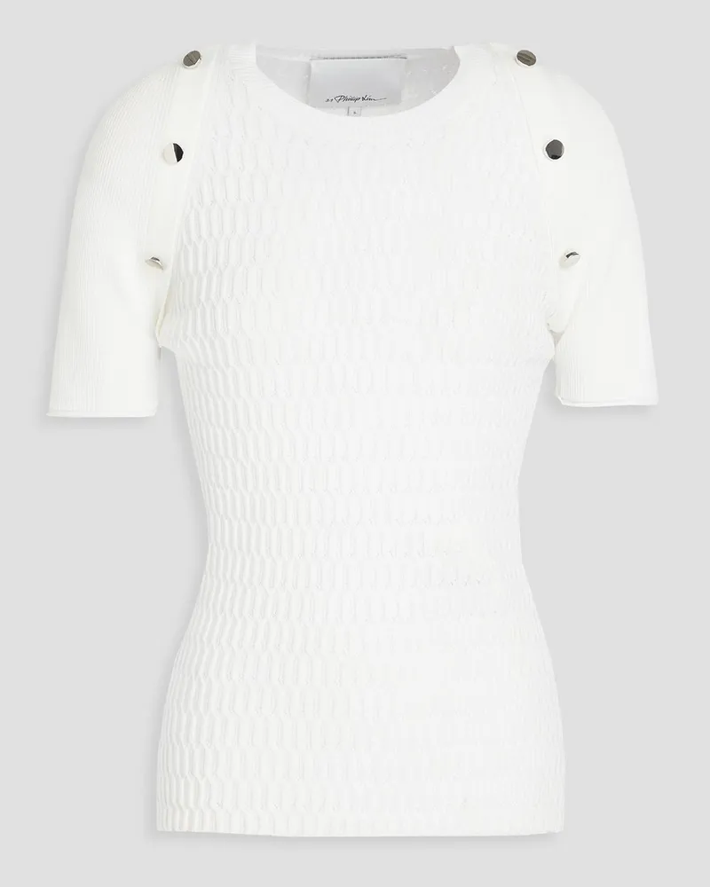 3.1 phillip lim Button-embellished knitted top Weiß