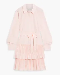 Derek Lam Stirling gestuftes Hemdkleid inMinilänge aus plissiertem Popeline Pink