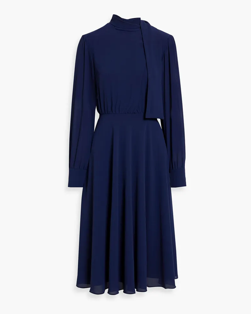 Mikael Aghal Draped crepe midi dress Blau