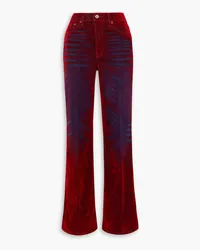 RE/DONE 70s Bootcut Bootcut-Hose aus Samt und Denim inDistressed-Optik Rot