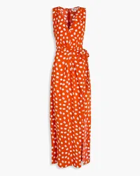 Diane von Furstenberg Pooja bedrucktes Maxikleid aus Crêpe mit Wickeleffekt Orange