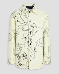 Jil Sander Overshirt aus Wollfilz mit Print Weiß