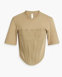 Dion Lee Cropped T-Shirt aus geripptem Baumwoll-Jersey Neutral