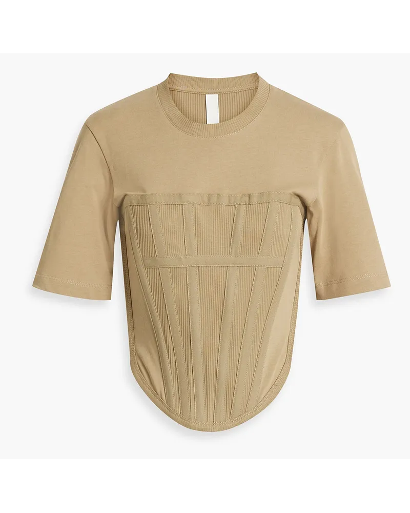 Dion Lee Cropped T-Shirt aus geripptem Baumwoll-Jersey Neutral