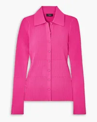 Theory Cardigan aus Rippstrick Pink