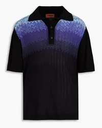 Missoni Poloshirt aus Jacquard-Strick mit Einsätzen aus einer Baumwoll-Seidenmischung Schwarz