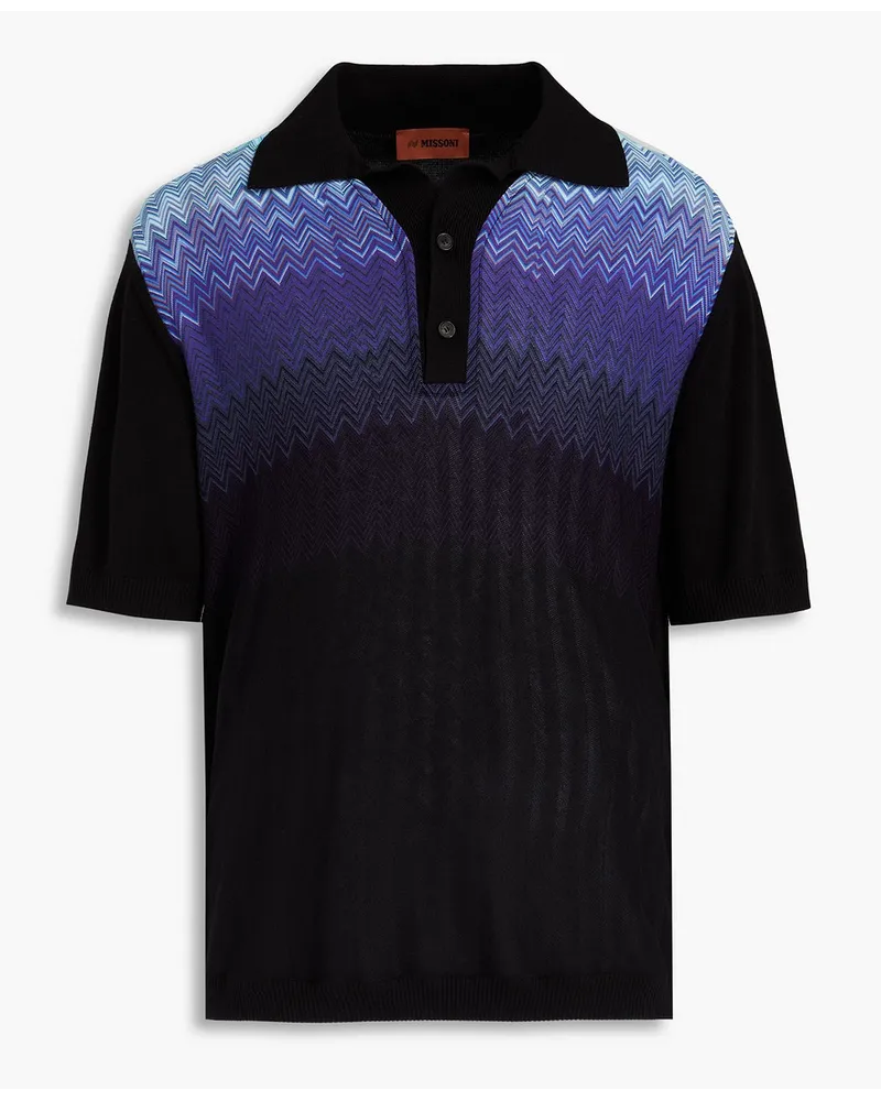 Missoni Poloshirt aus Jacquard-Strick mit Einsätzen aus einer Baumwoll-Seidenmischung Schwarz