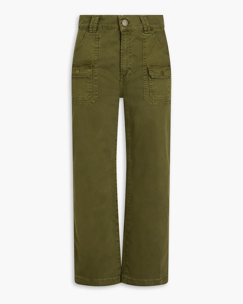 Frame Denim Cropped Cargohose aus Twill aus einer Baumwollmischung Grün