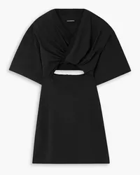 Jacquemus Bahia Minikleid aus Baumwoll-Twill mit Twist-Detail und Cut-outs Schwarz