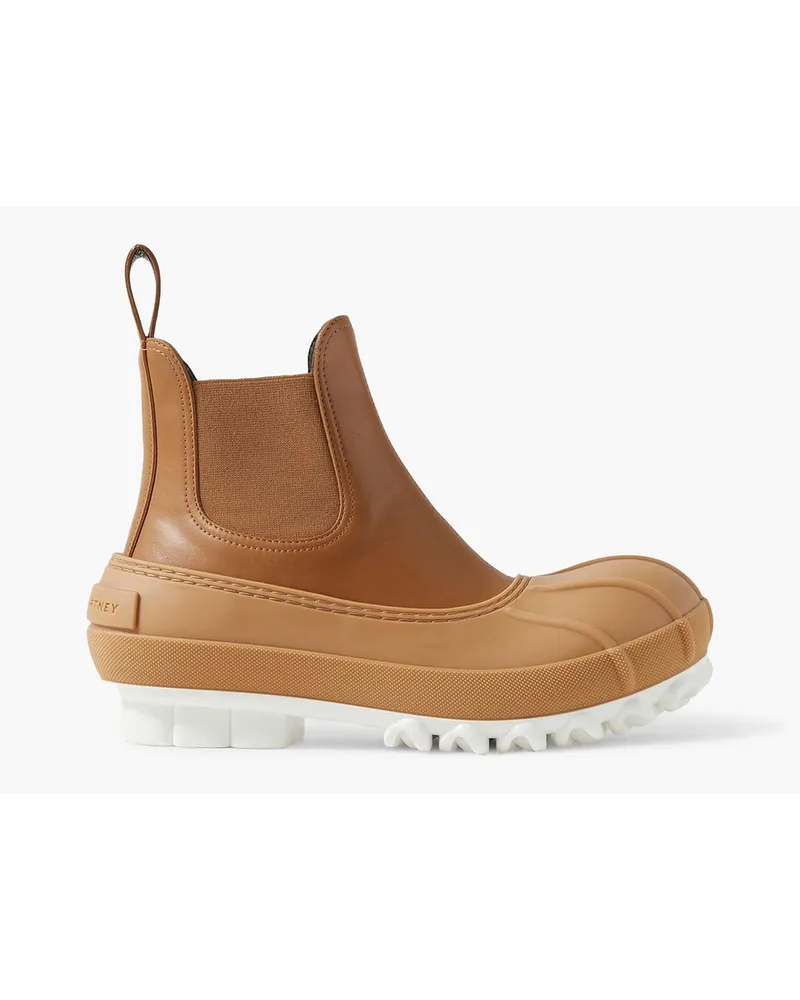 Stella McCartney Duck Chelsea-Boots aus Kunstleder mit Gummibesatz Braun