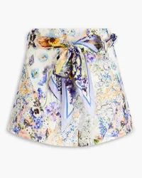 Zimmermann Shorts aus Leinen-Canvas mit floralem Print Lila