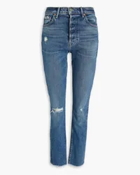 GRLFRND Hoch sitzende Skinny Jeans inDistressed-Optik Blau