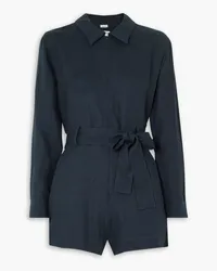 Rivet Utility Trendsetter Playsuit aus Leinen mit Bindegürtel Blau