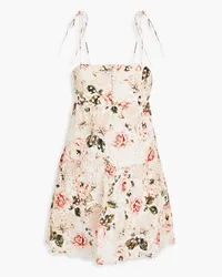 Alice + Olivia Alice OliviaMinikleid aus Baumwolle mit Lochstickerei und floralem Print Pink